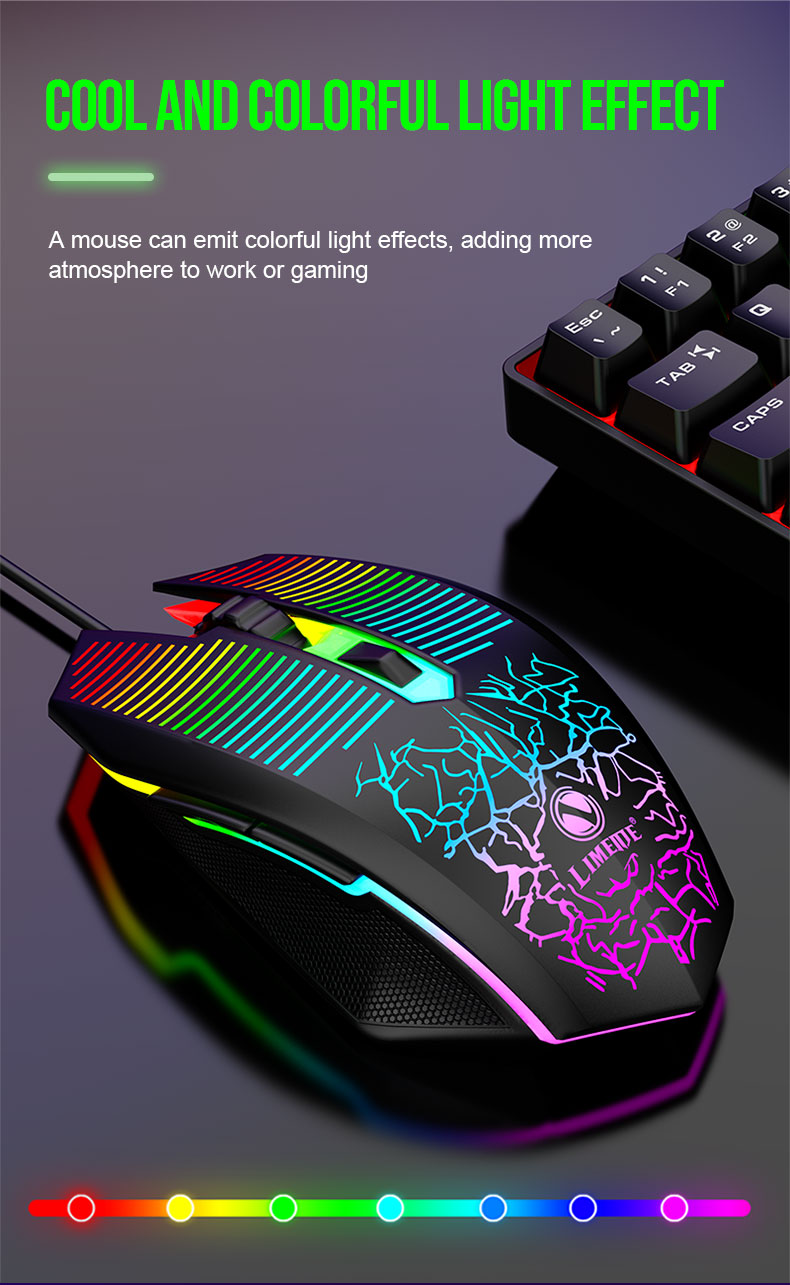 Raiku x Limeide Wired Gaming Mouse with 6 Buttons, 4-Speed 3600 DPI & 7 ...