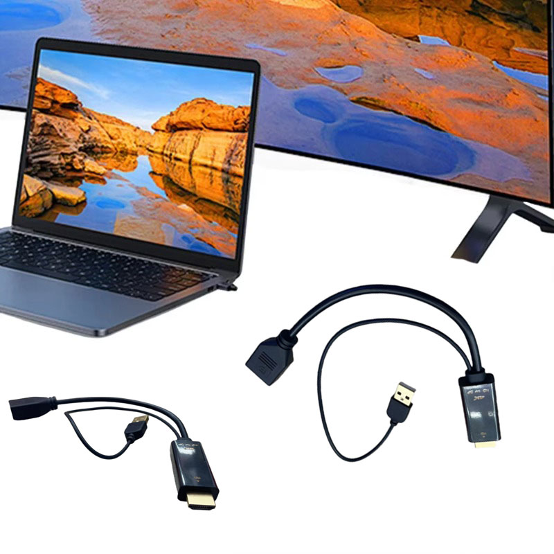 HDMI to DisplayPort Adapter 4K DP Converter with USB Power Supply for ...