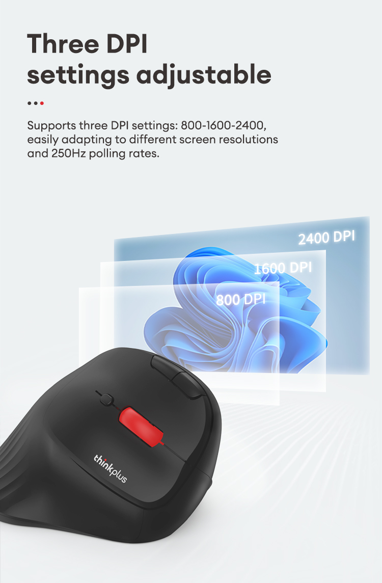 Lenovo ThinkPlus T50 PRO Wireless Bluetooth Mouse Ergonomic Wireless ...