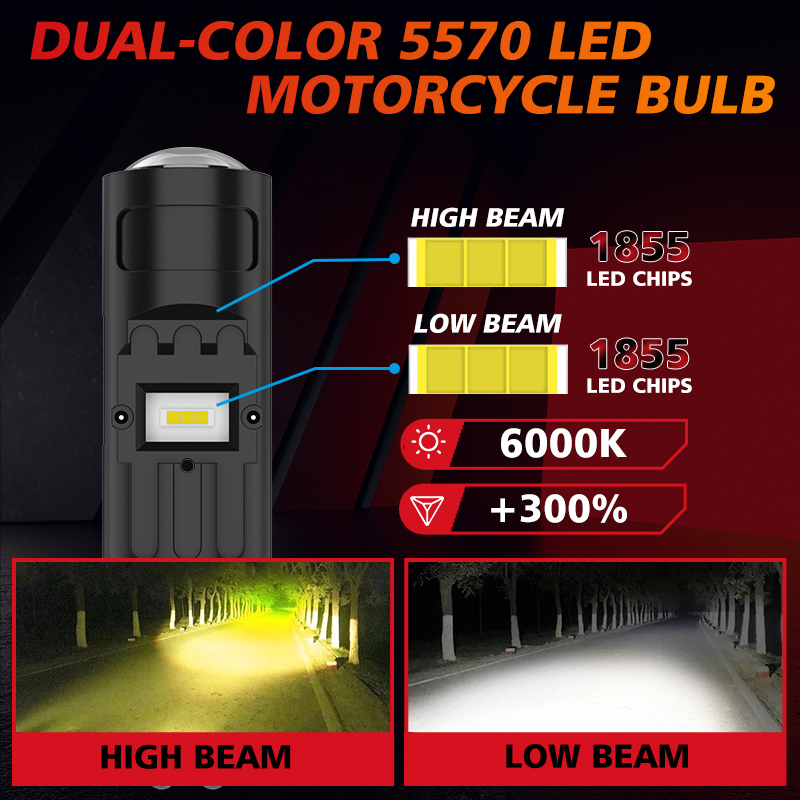 BULLVISION P15D T19 Motorcycle Headlight LED Bulbs 6000K Plug and Play ...