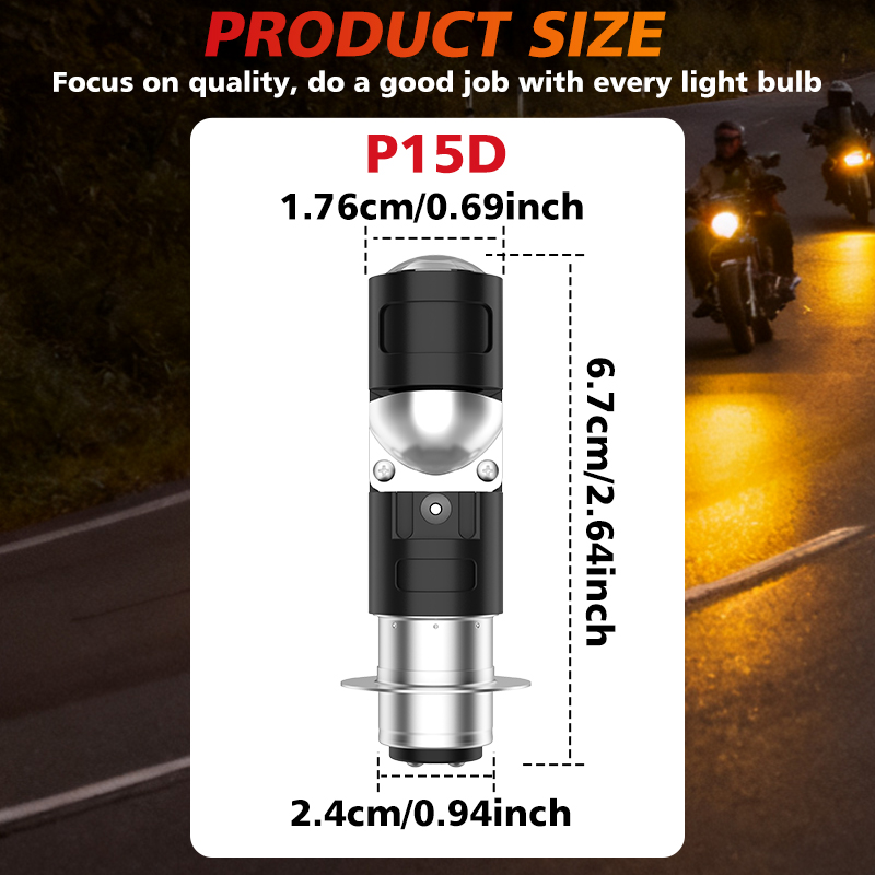 BULLVISION P15D T19 Motorcycle Headlight LED Bulbs 6000K Plug and Play ...