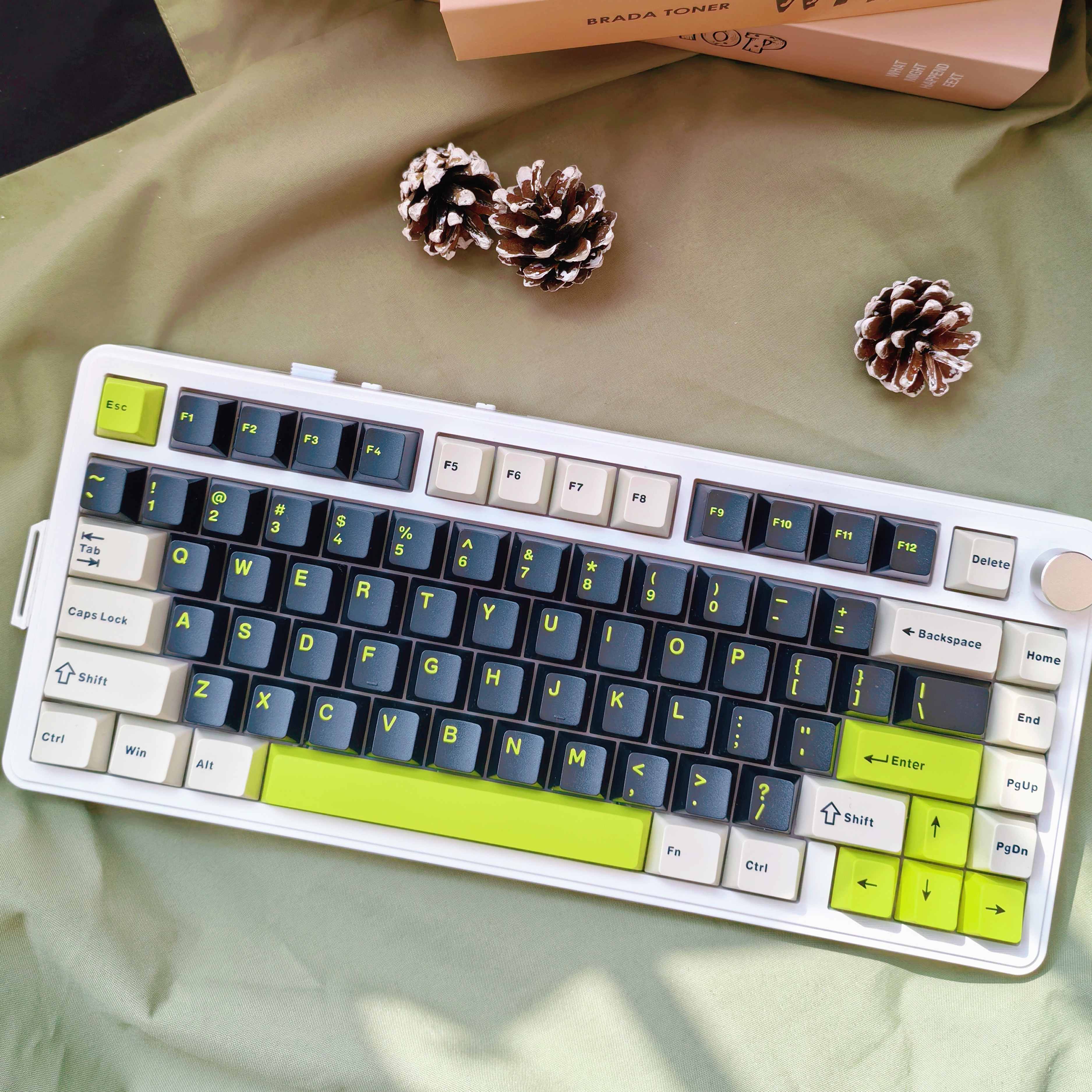 128 Keys Black Lemon Grey Double Shot PBT Keycaps Cherry Profile ...
