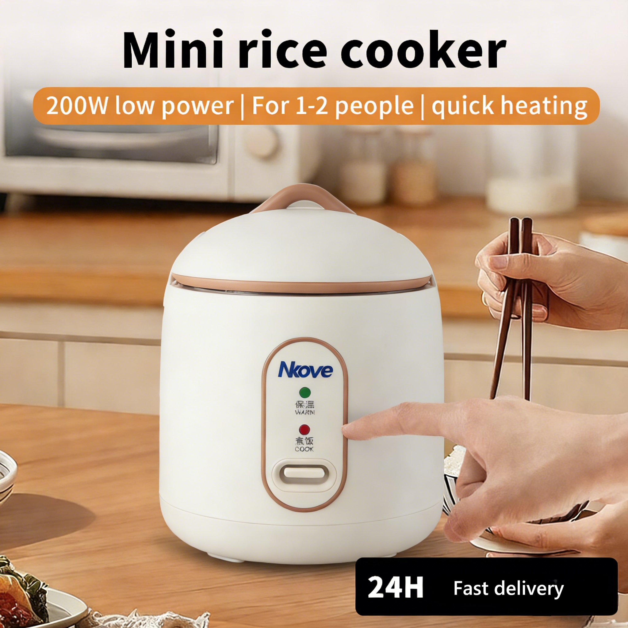 Nkove 1.2L white Mini Rice Cooker Non-Stick Inner Multifunctional Pot ...