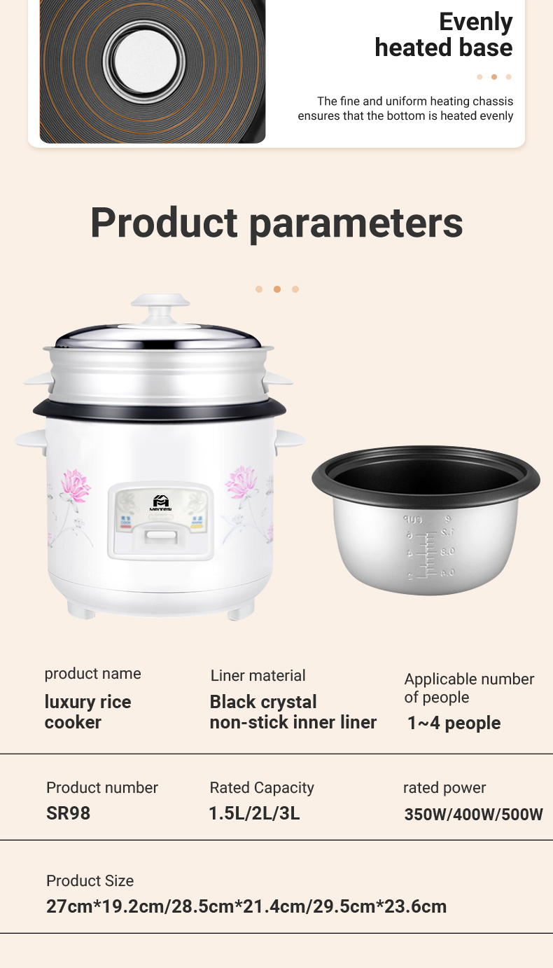 rice cooker small 1.5L 2L 3L aluminum home mini rice cooker 1-5 people ...