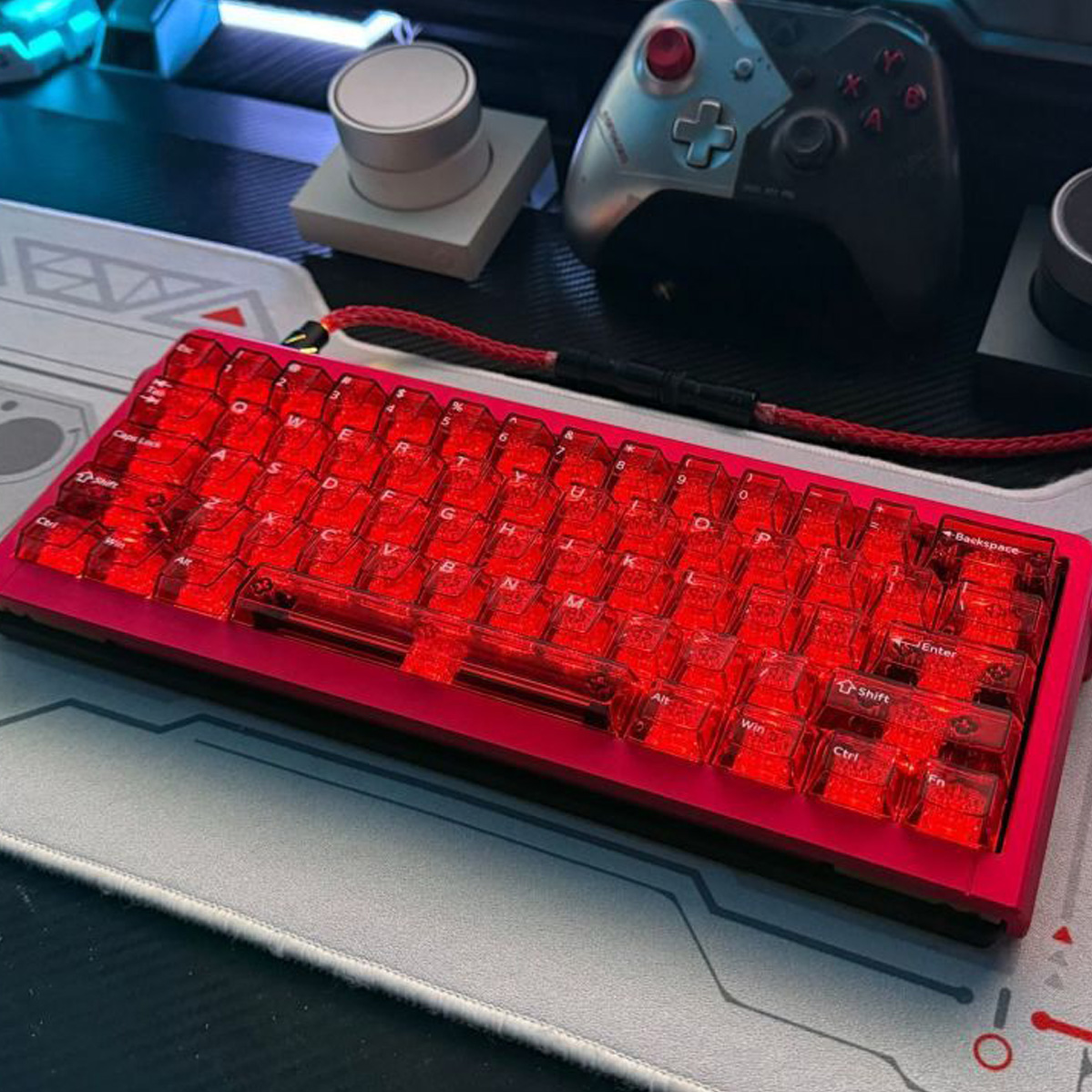 Red Full Transparent PC Keycaps UV Printing Clear Crystal Keycaps ...