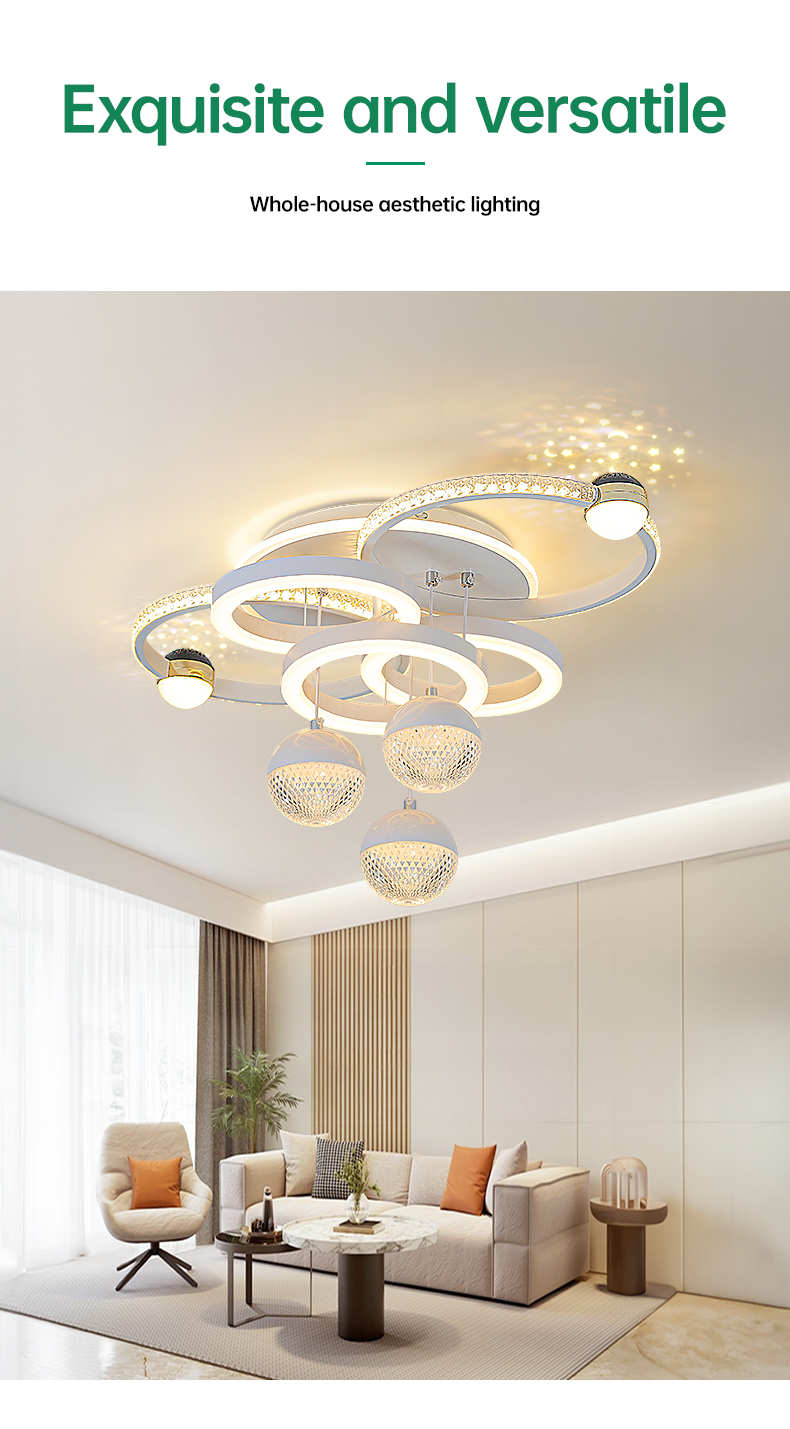 GOGEOUS Crystal Chandelier Ceiling Light Modern 3Colors Ceiling Pendant ...