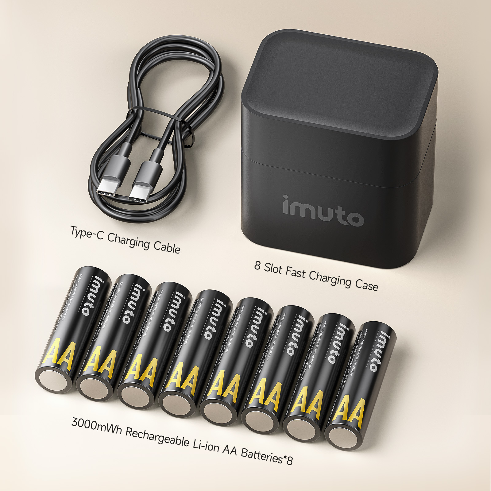 PHOTOOLEX&imuto 1.5V AA Rechargeable Li-ion Battery 3000mWh 8AA High ...