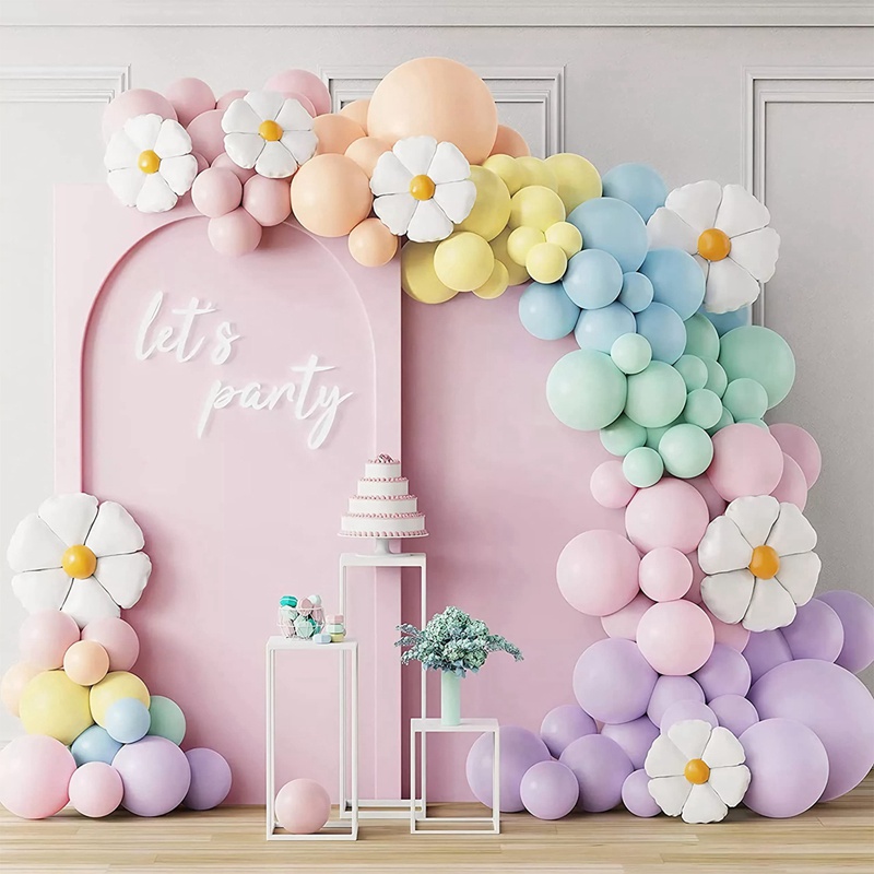 125Pcs Daisy Balloons Party Decorations Set Spring Theme Balon Macaron ...