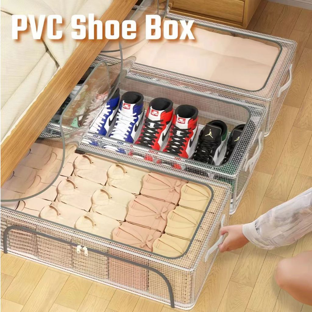 【BUY 1 TAKE 1】Folding Steel Frame Transparent PVC Waterproof Bed Bottom ...