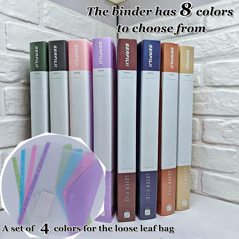 Long Ring Binder Set with 12PCS Loose Leaf File Bag 3 Iron Rings Paper ...