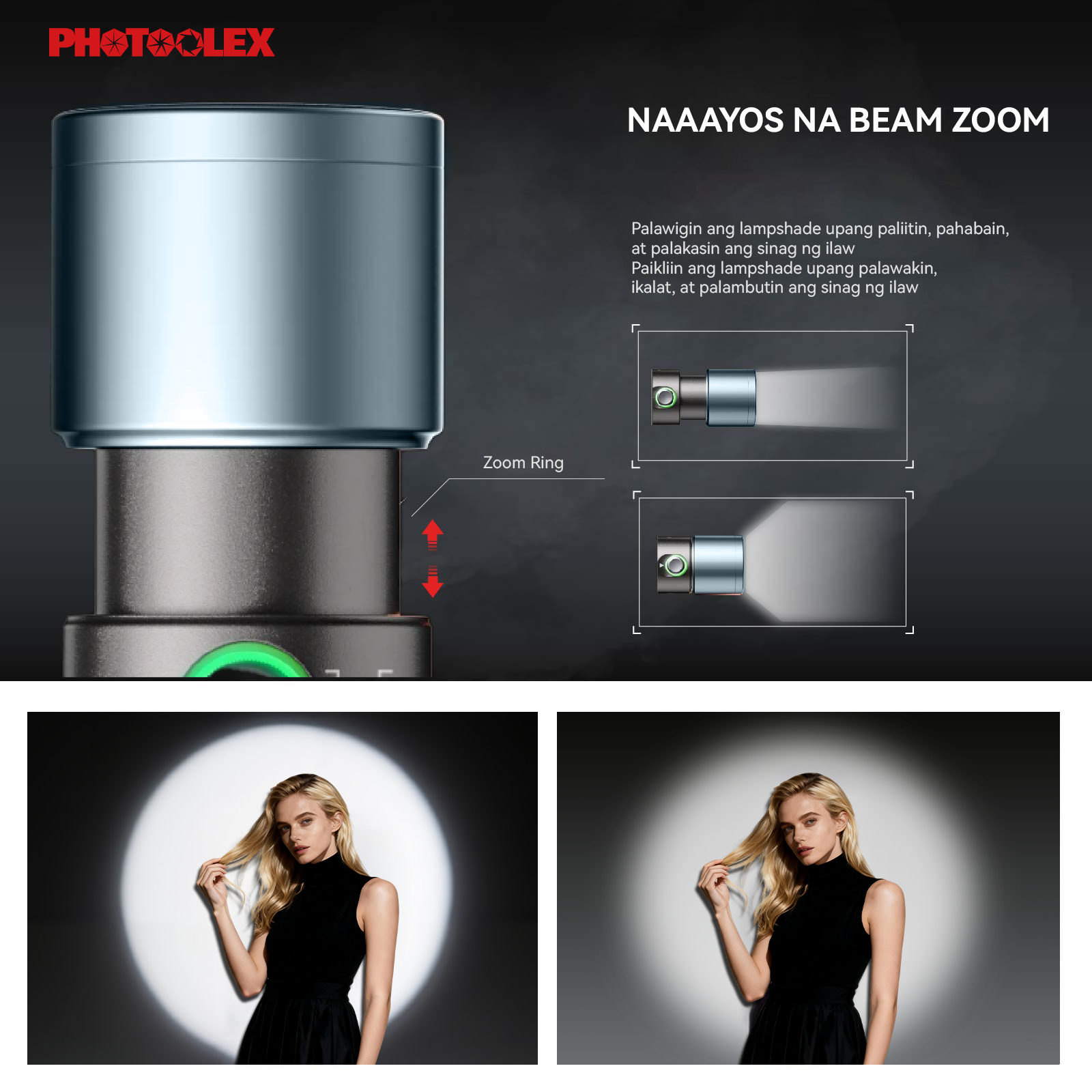 PHOTOOLEX New 10W Four Colors Photography Flashlight 20 Magnetic Gobos ...
