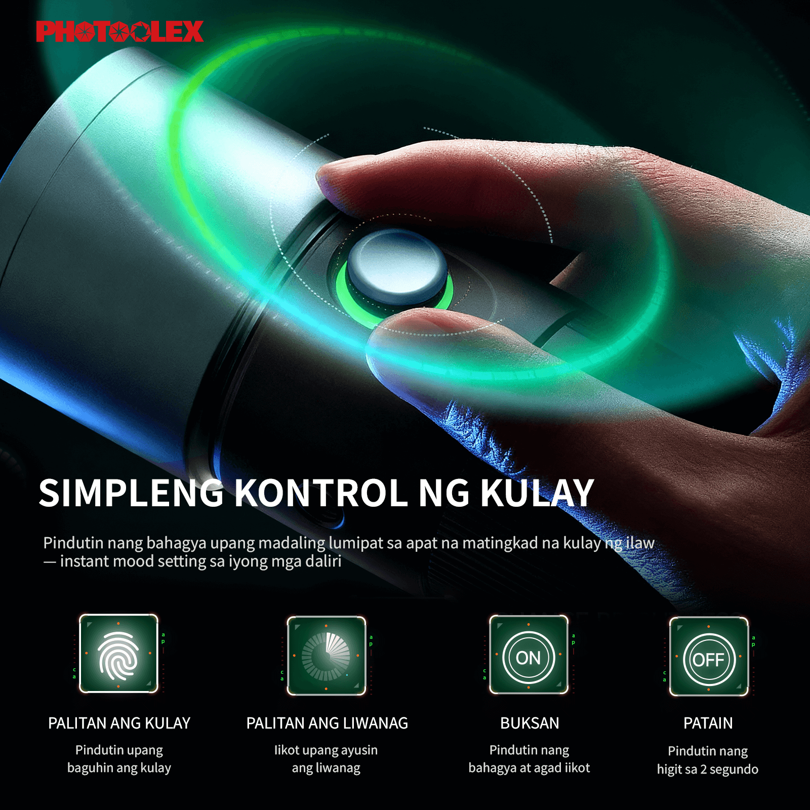 PHOTOOLEX New 10W Four Colors Photography Flashlight 20 Magnetic Gobos ...