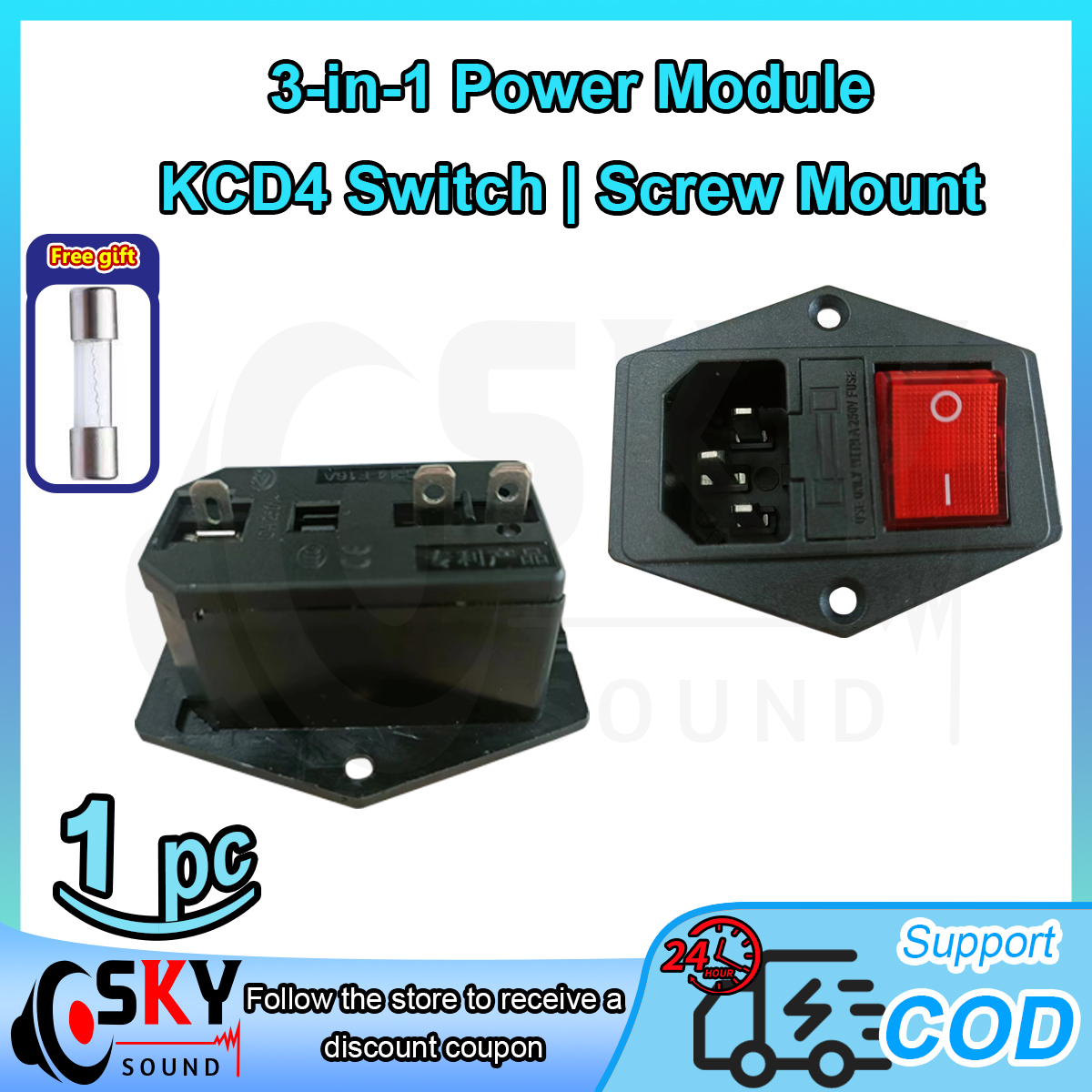 SKYSOUND AC-01B 3-in-1 AC Power Socket Module C14 Plug + Switch + Fuse ...