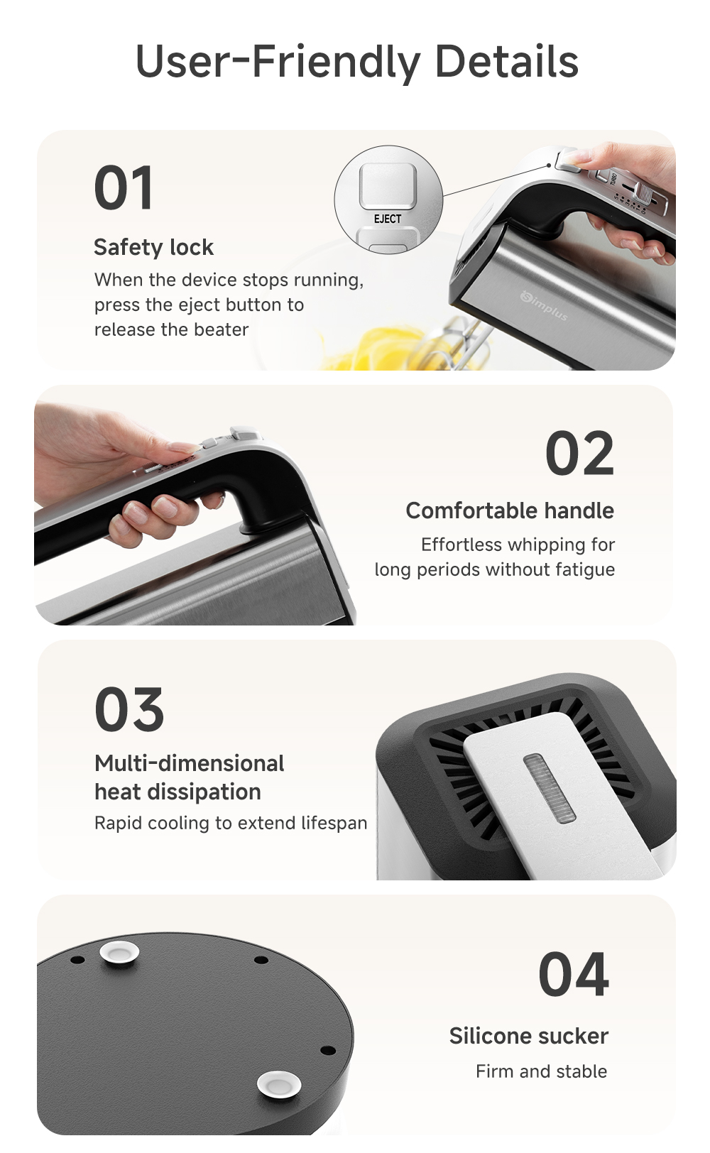 Simplus 2-in-1 Stand & Handheld Mixer Electric Multi-Function Mixer ...