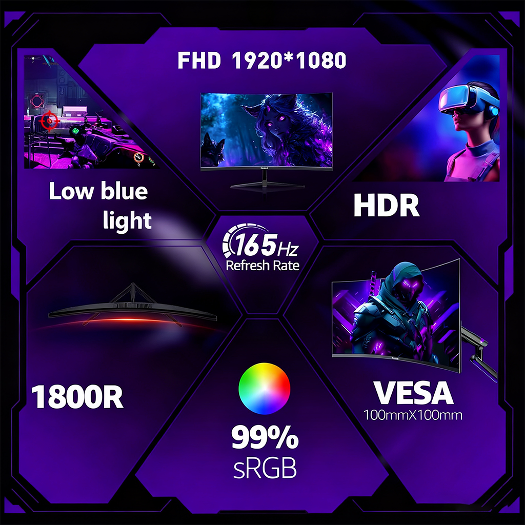 Expose Gaming Monitor 27 24 inch 75HZ 100HZ 165HZ FHD 1080P IPS 1MS ...