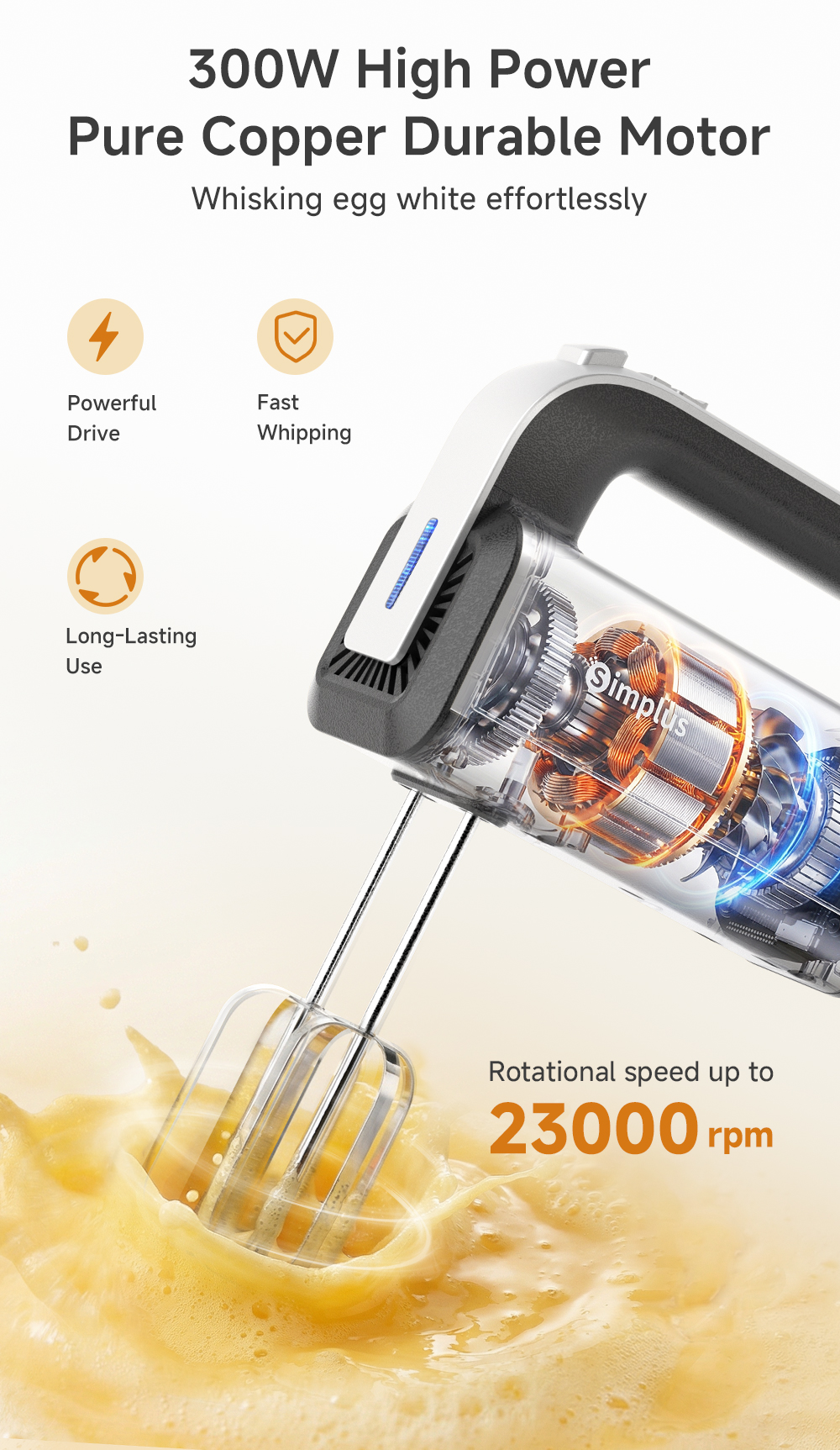 Simplus Electric Hand Mixer Multi-Function Egg Beater Light Handheld ...
