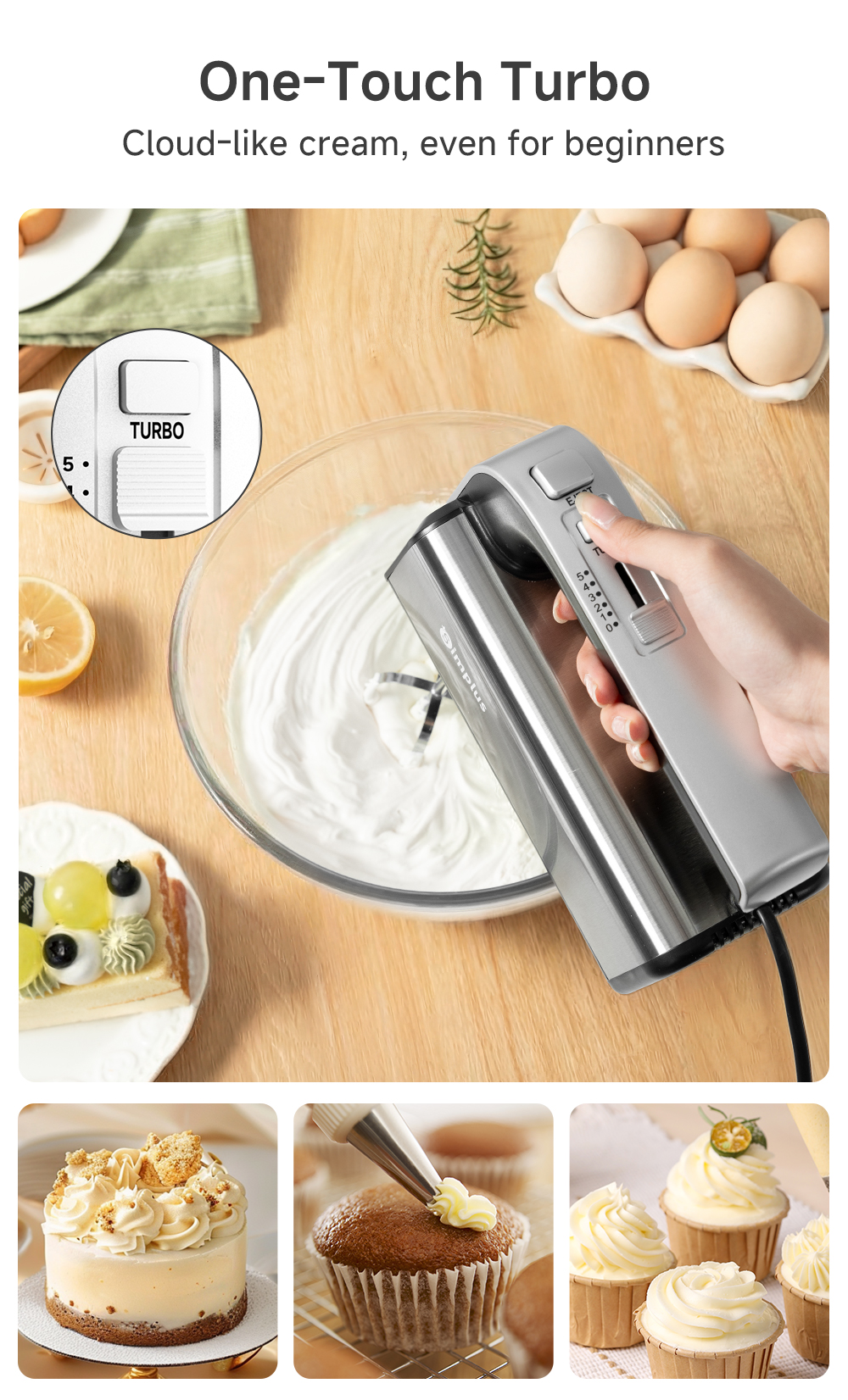 Simplus Electric Hand Mixer Multi-Function Egg Beater Light Handheld ...