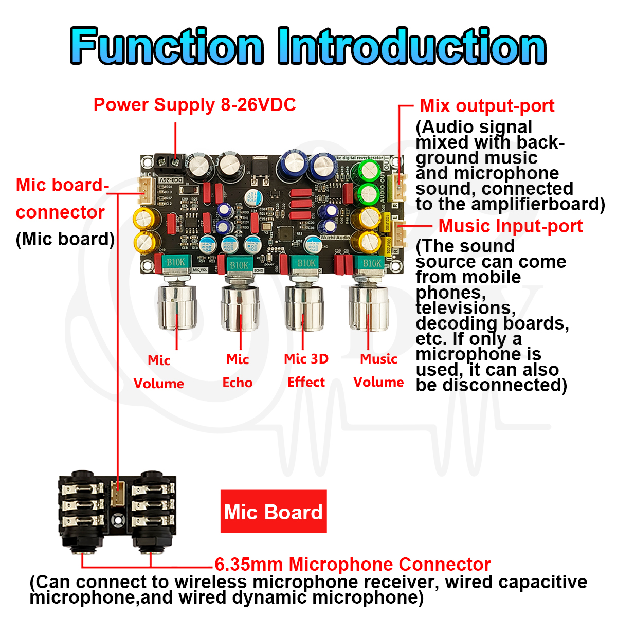 999DIY Wuzhi Audio ZK-AMP Enhanced DSP Mic Preamp Boosts Karaoke Sound ...