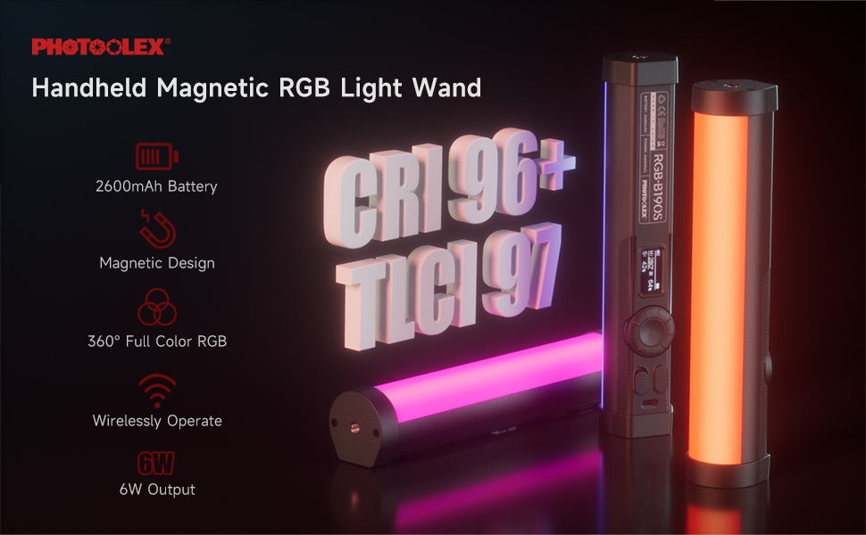 PHOTOOLEX 100% Official RGB Magnetic Tube Light B190S Desktop Fill ...