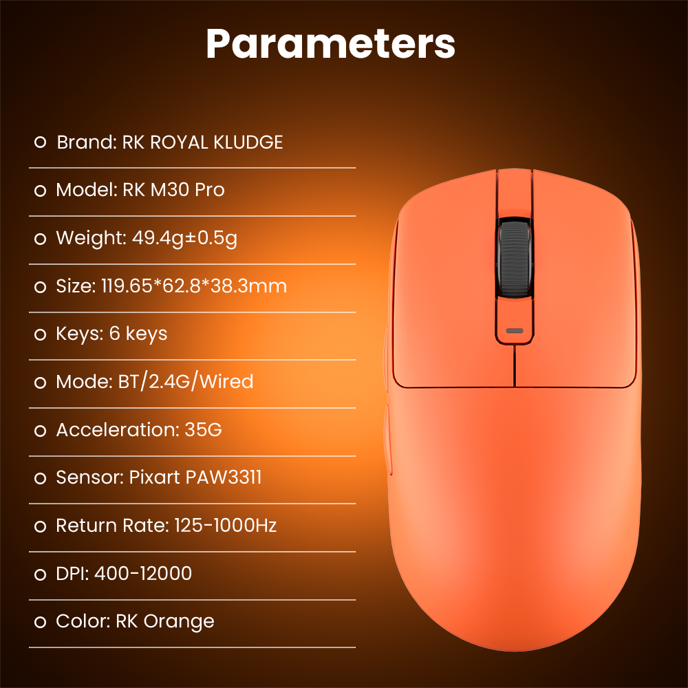 RK M30Pro Royal Kludge Wireless Mouse Tri-Mode Bluetooth Wireless ...
