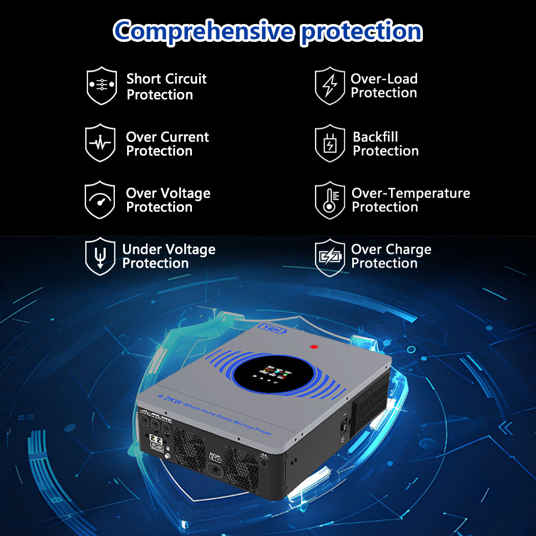 Y&H 4.2KW/6.2KW On/Off Grid Solar Hybrid Inverter DC24V/48V to AC220V ...