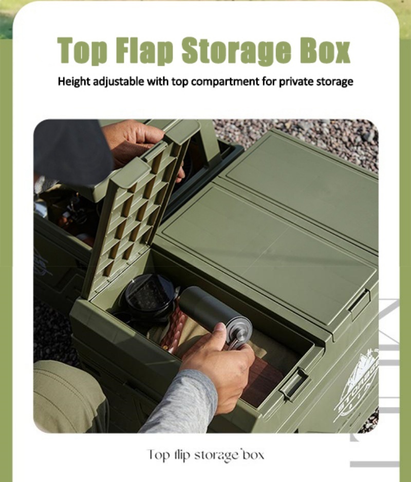 【COD】Storage box for camping with fold mesa + handle, durable plastic ...