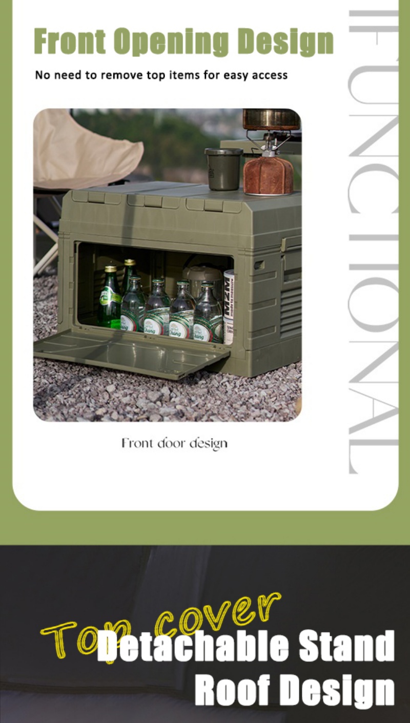 【COD】Storage box for camping with fold mesa + handle, durable plastic ...