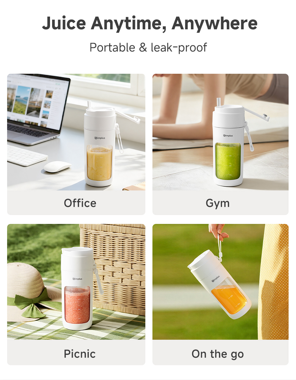 Simplus Upgraded Portable Juicer Blender Fruit Juice Mixer 400mL USB ...