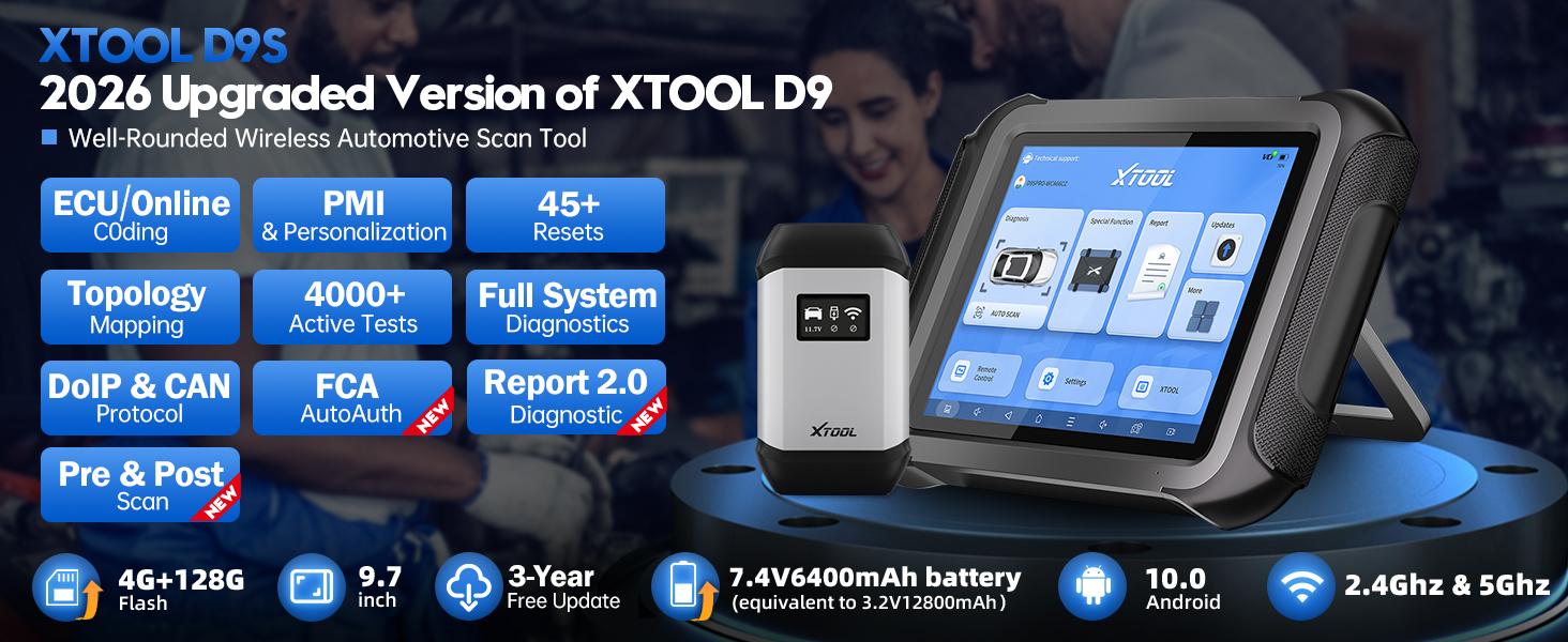 XTOOL D9S AI-Assisted Bidirectional OBD2 Scanner with Topology ECU ...