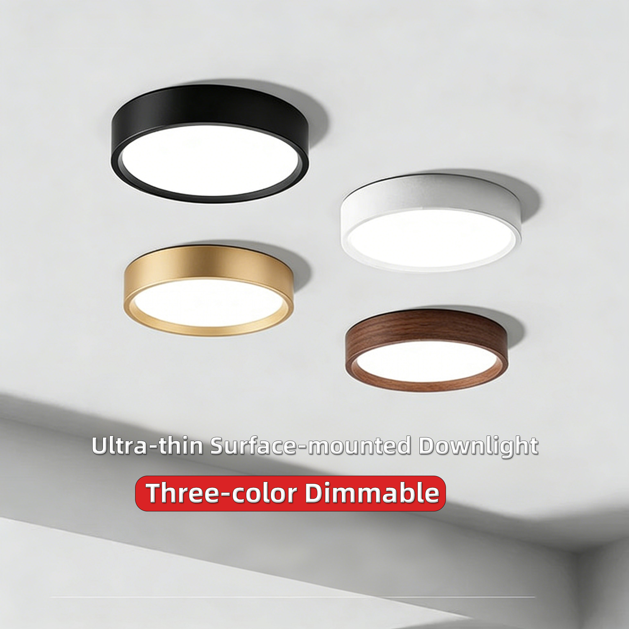 LED Ceiling Lamp Pin Light 3 Color Downlight Surface Mounted Ultrathin ...