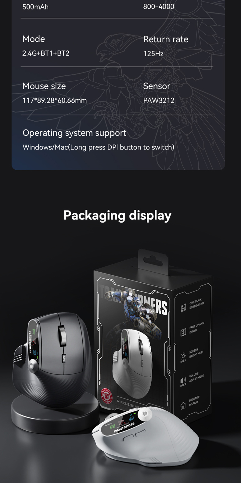 Monster Transformers VM02 Vertical Ergonomic Mouse Wireless Silent ...