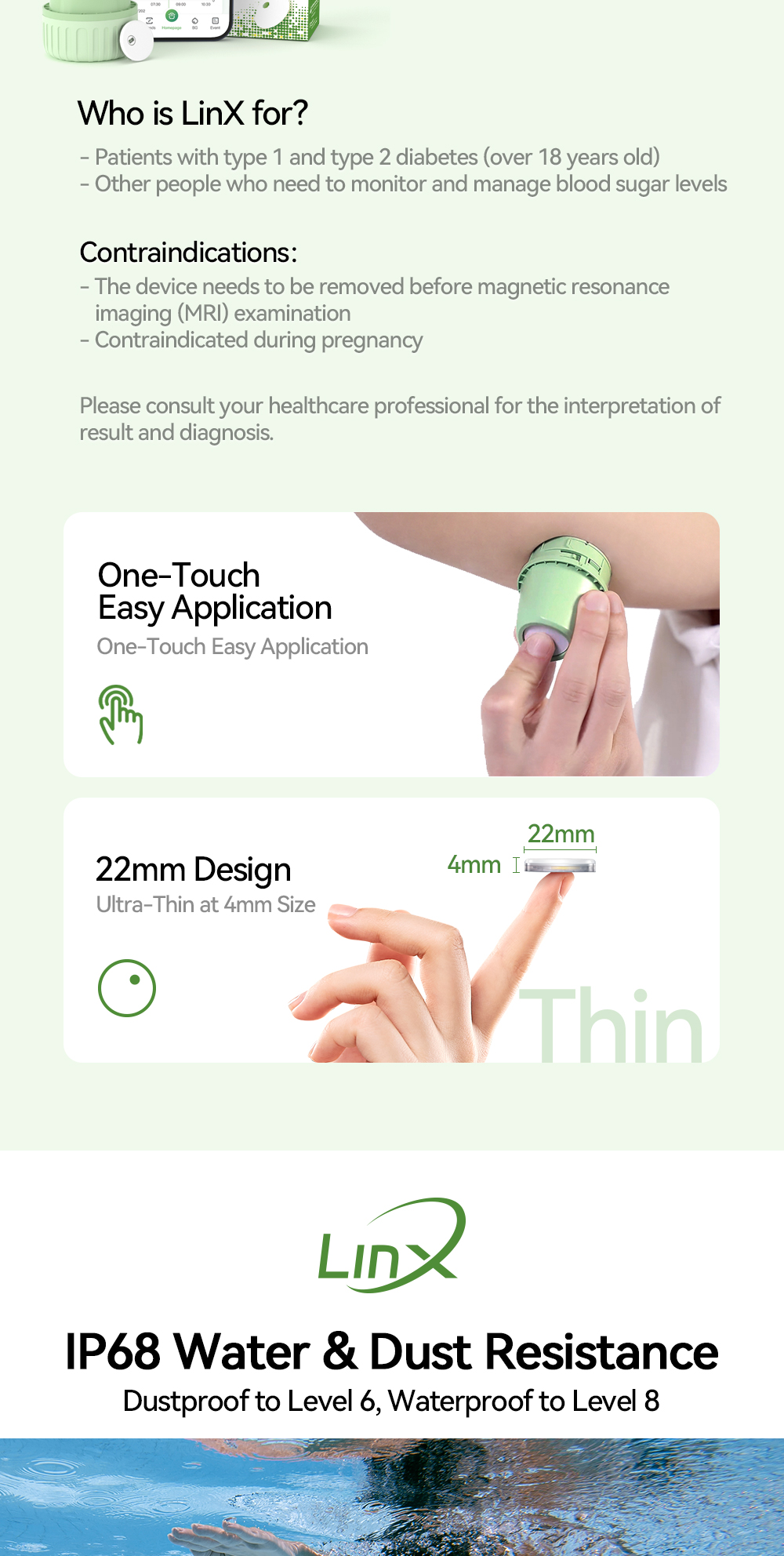 LinX CGM Sensor 15 Days 24H Real-time Blood Glucose Monitor No Finger ...