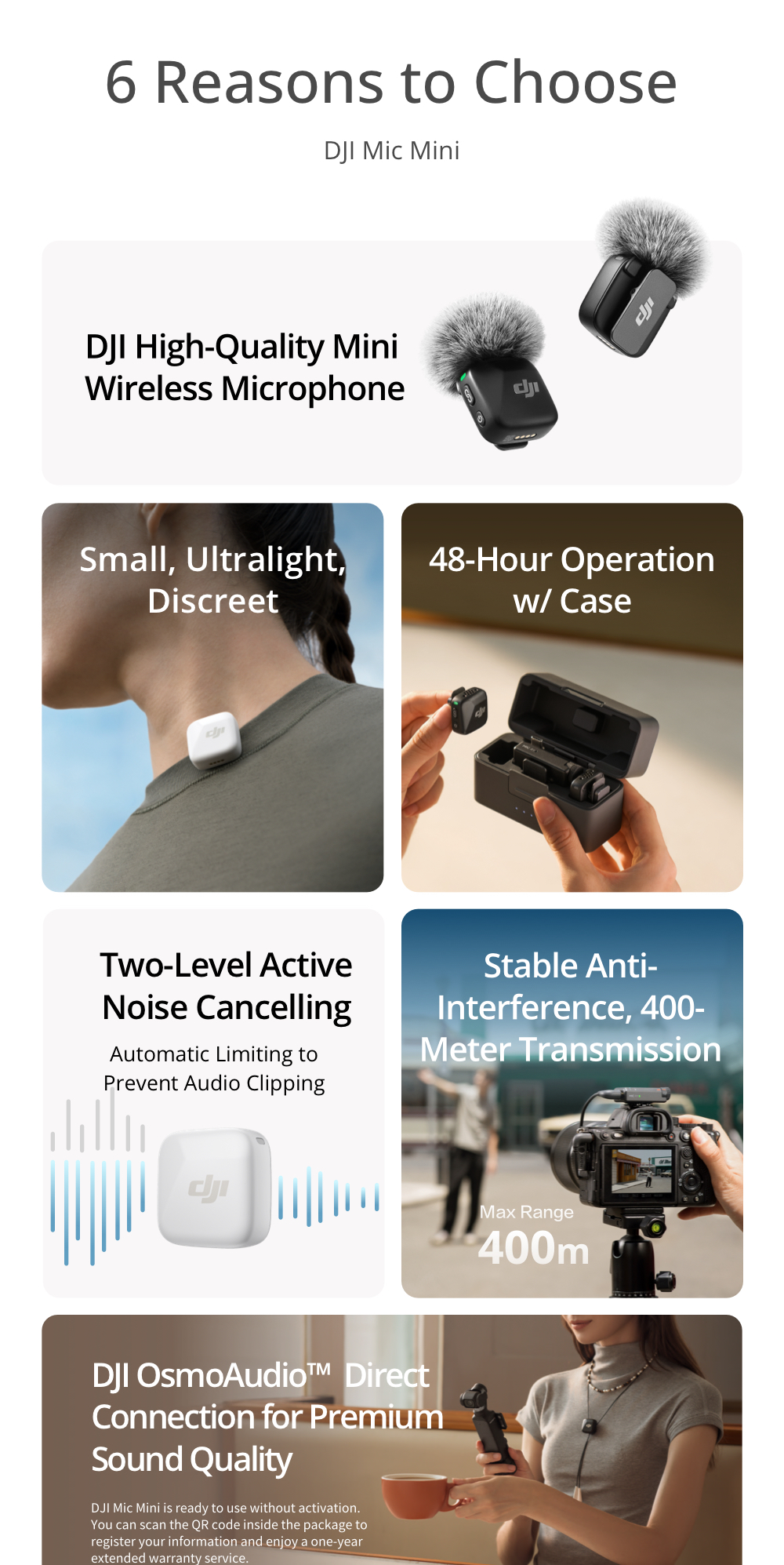 DJI Mic Mini High-Quality Audio Stable Transmission 48-Hour Operation w ...