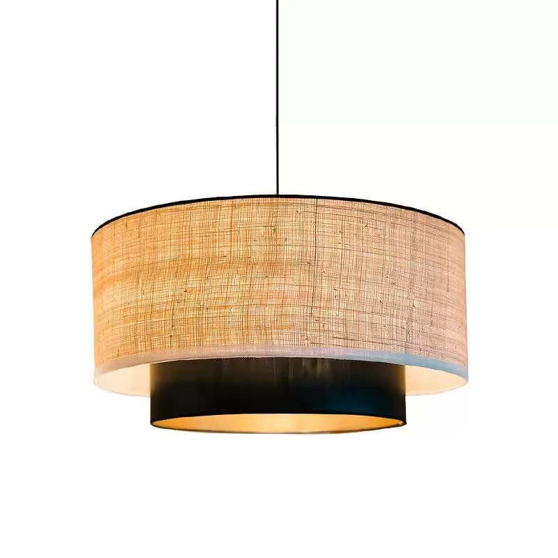 Rattan Chandelier Ceiling Light - Retro Fabric LED Pendant Lamp,Dining ...