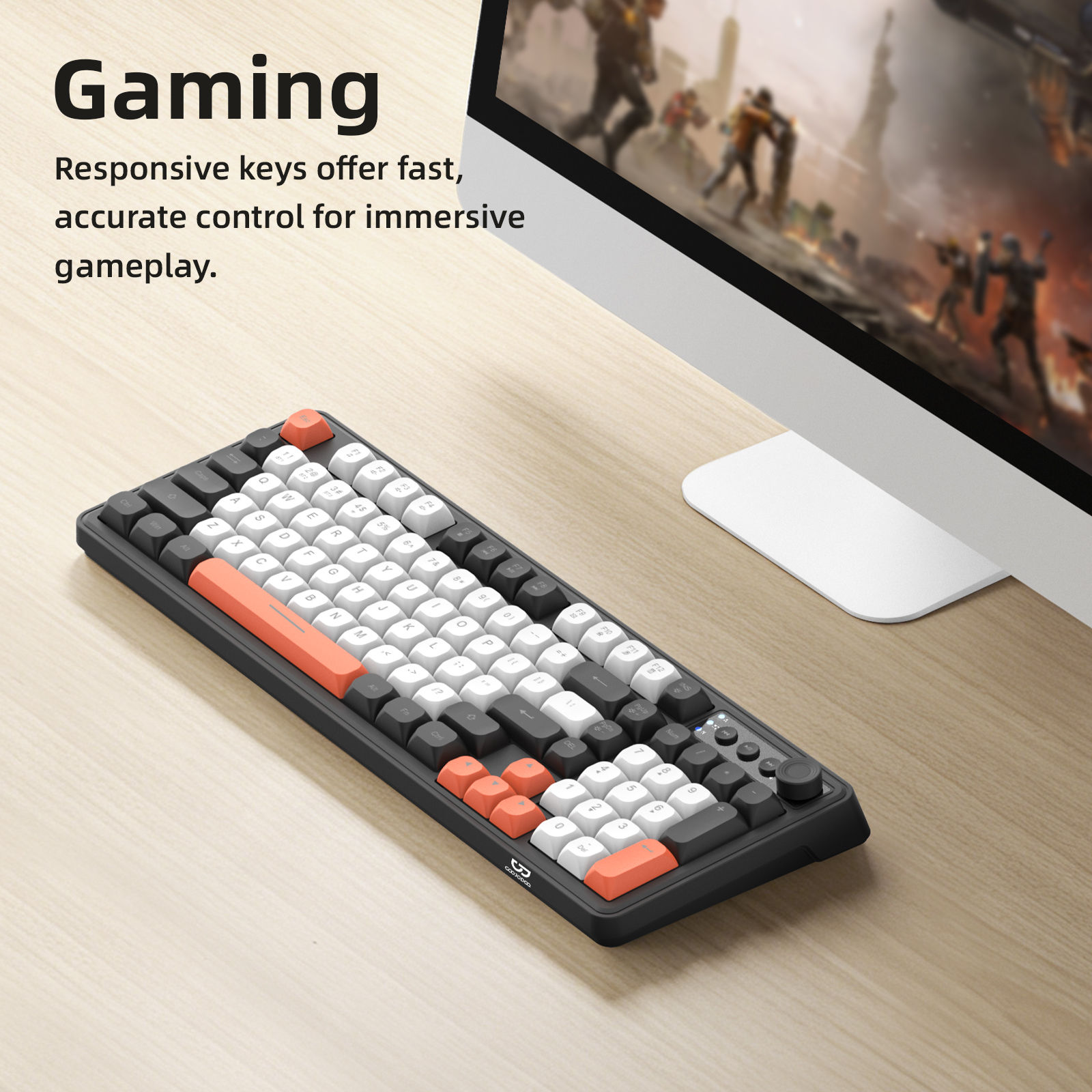GOOJODOQ 2.4GHz Membrane Keyboard Wireless Bluetooth Wired 98 Keys for ...
