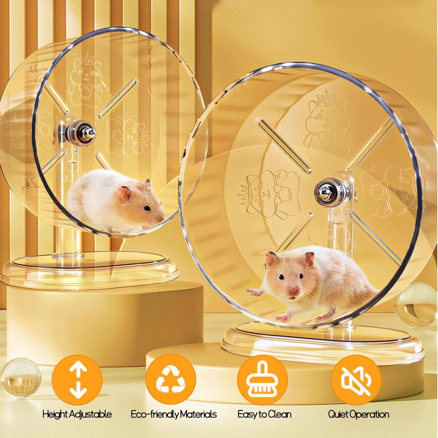 Silent Hamster Exercise Wheel – 24cm Quiet Spinner for Syrian Hamsters ...
