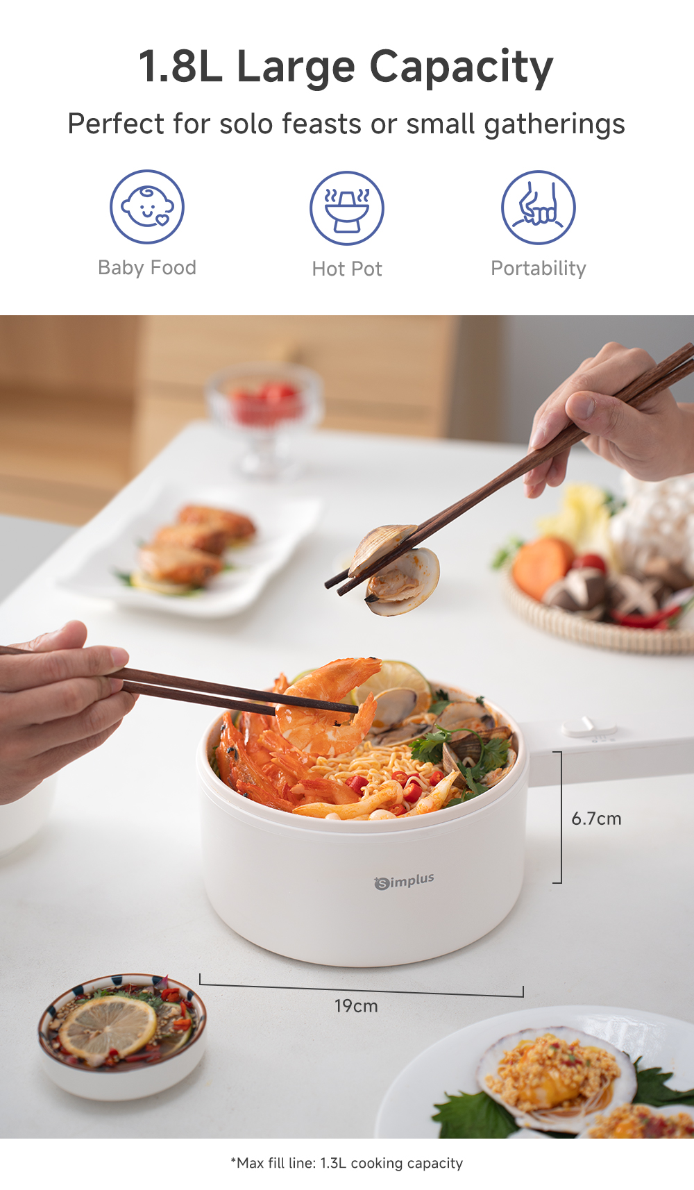 Simplus Electric Cooker with Steamer Rice Cooker Multi-Functional Non ...