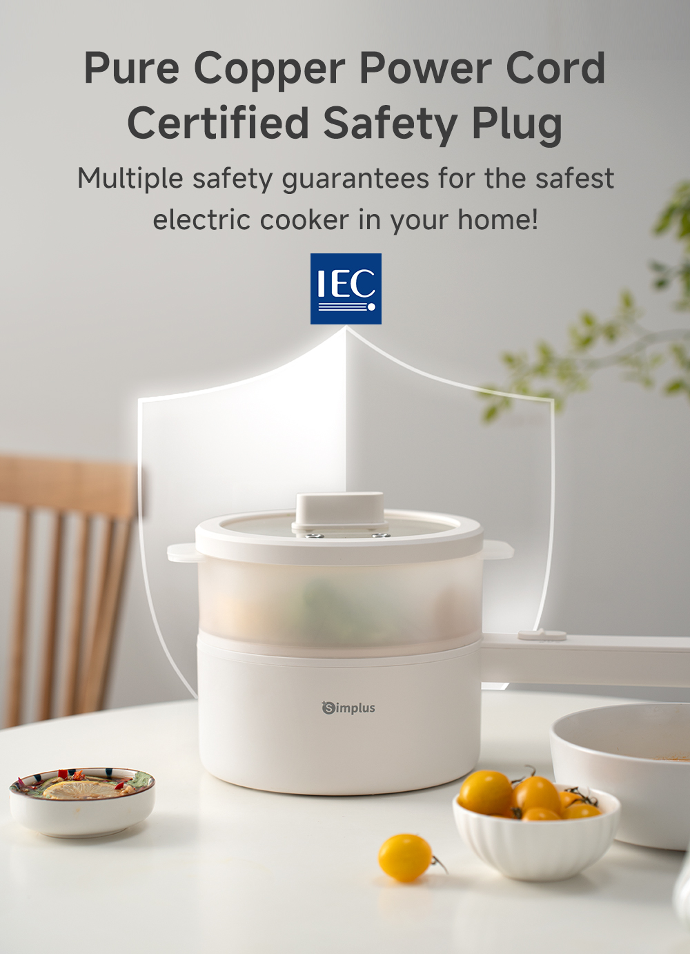Simplus Electric Cooker with Steamer Rice Cooker Multi-Functional Non ...