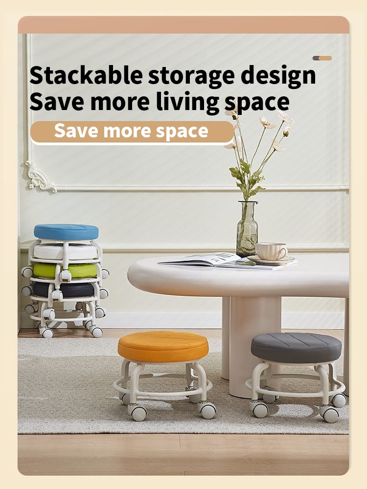 Small Moving Stool With Wheels Baby Mini Round Chair Foot Pulley Sofa ...
