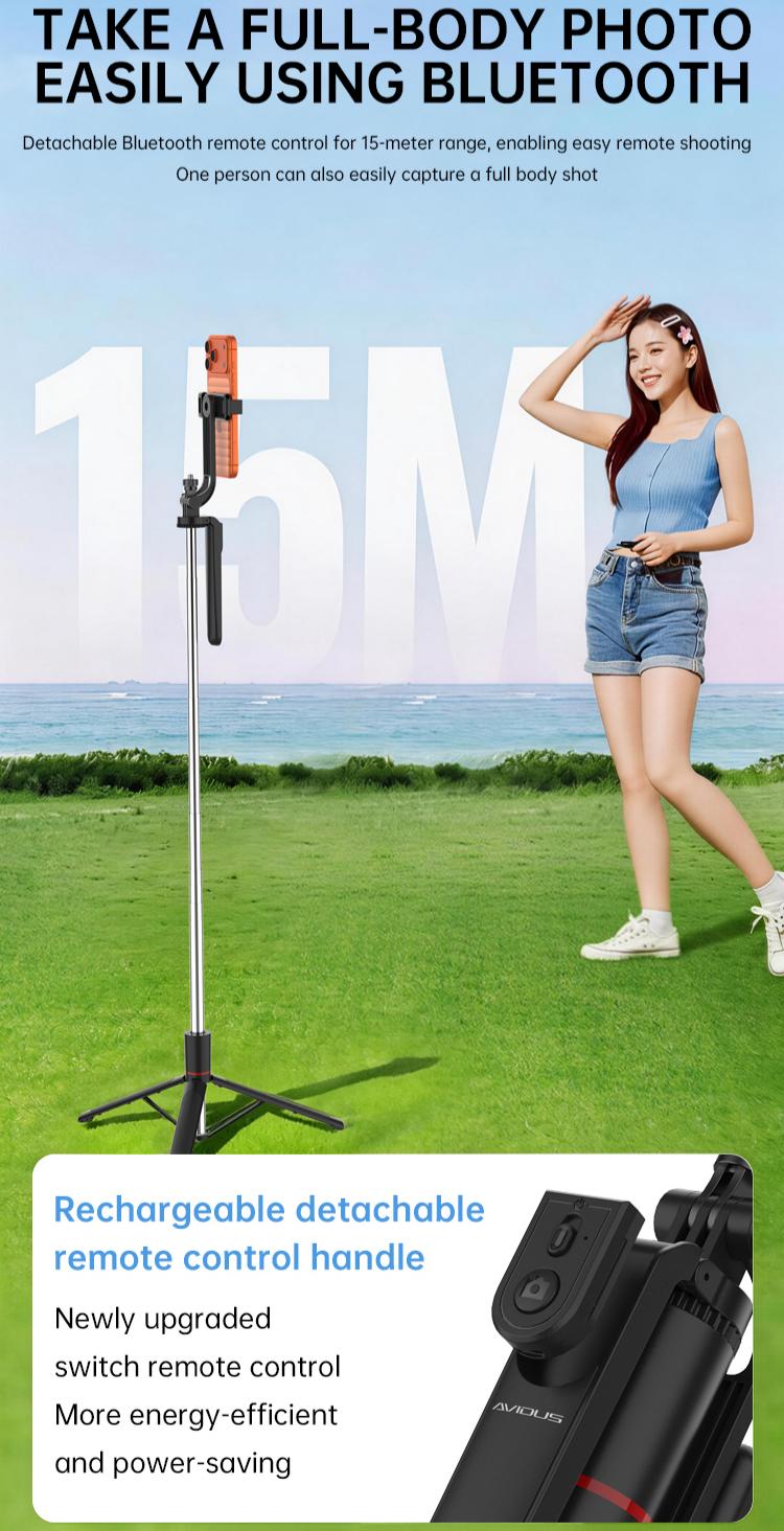 AVIDUS R20 / R20 PRO Selfie Stick 170cm / 180cm With Bluetooth Remote ...