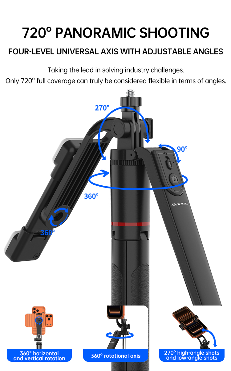 AVIDUS R20 / R20 PRO Selfie Stick 170cm / 180cm With Bluetooth Remote ...