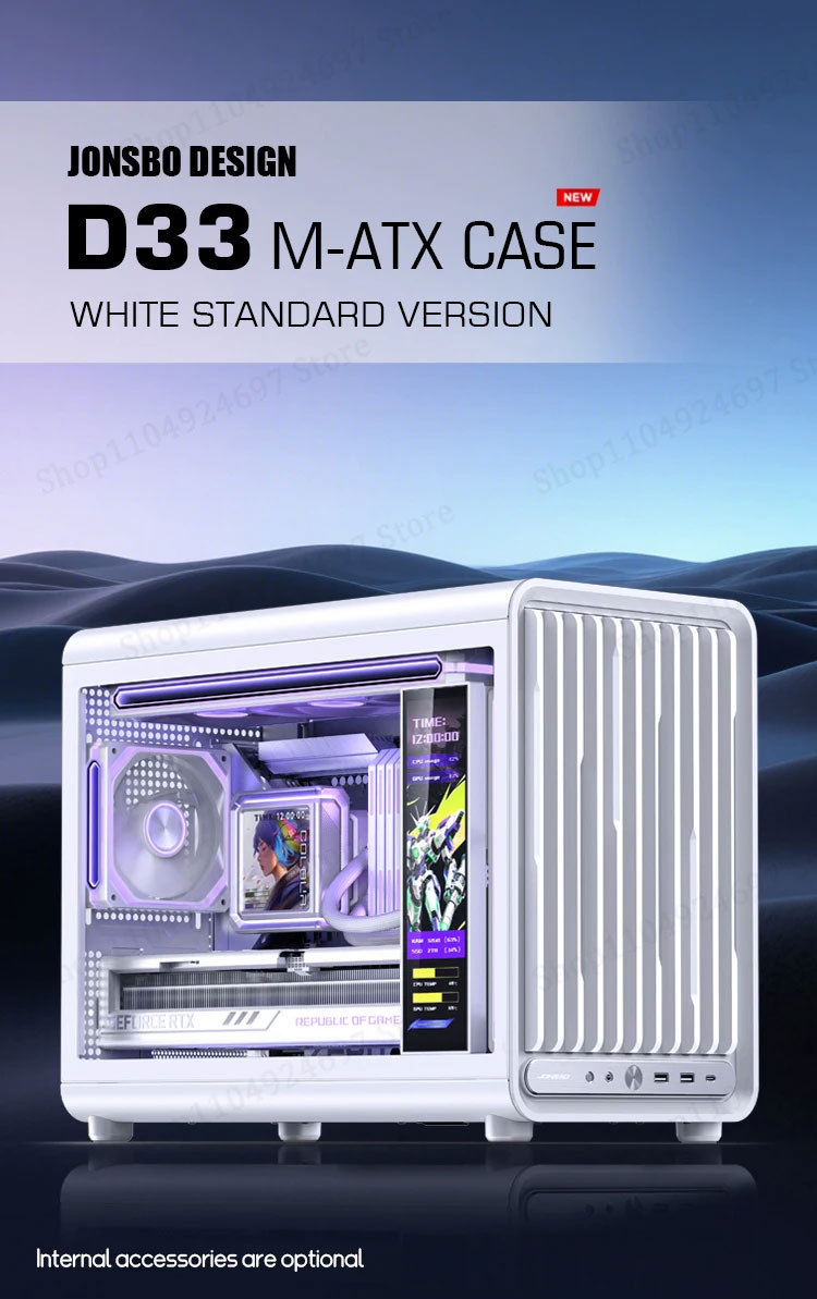 JONSBO D33 White/Black M-ATX Desktop Computer Case with Transparent ...