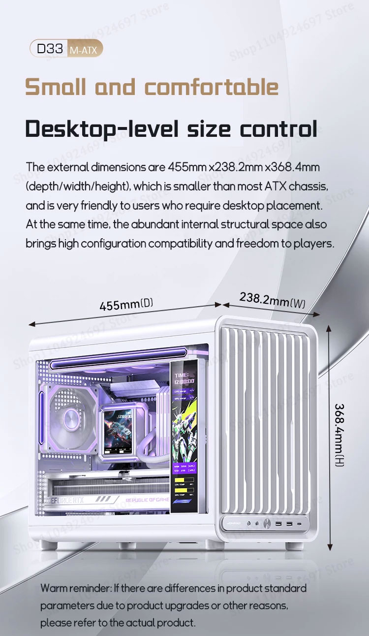 JONSBO D33 White/Black M-ATX Desktop Computer Case with Transparent ...