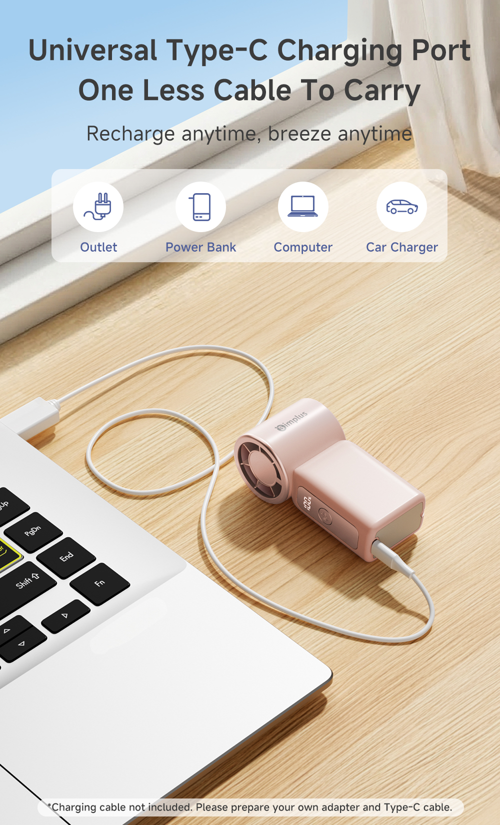 Simplus Mini Handheld Fan Compact Body High Airflow Long Battery Life ...
