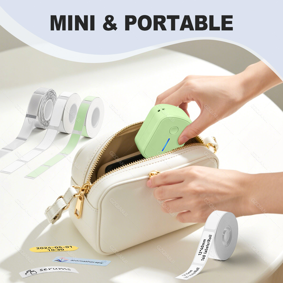 Mini Portable ink-free Bluetooth 15mm Thermal Label Printer with ...