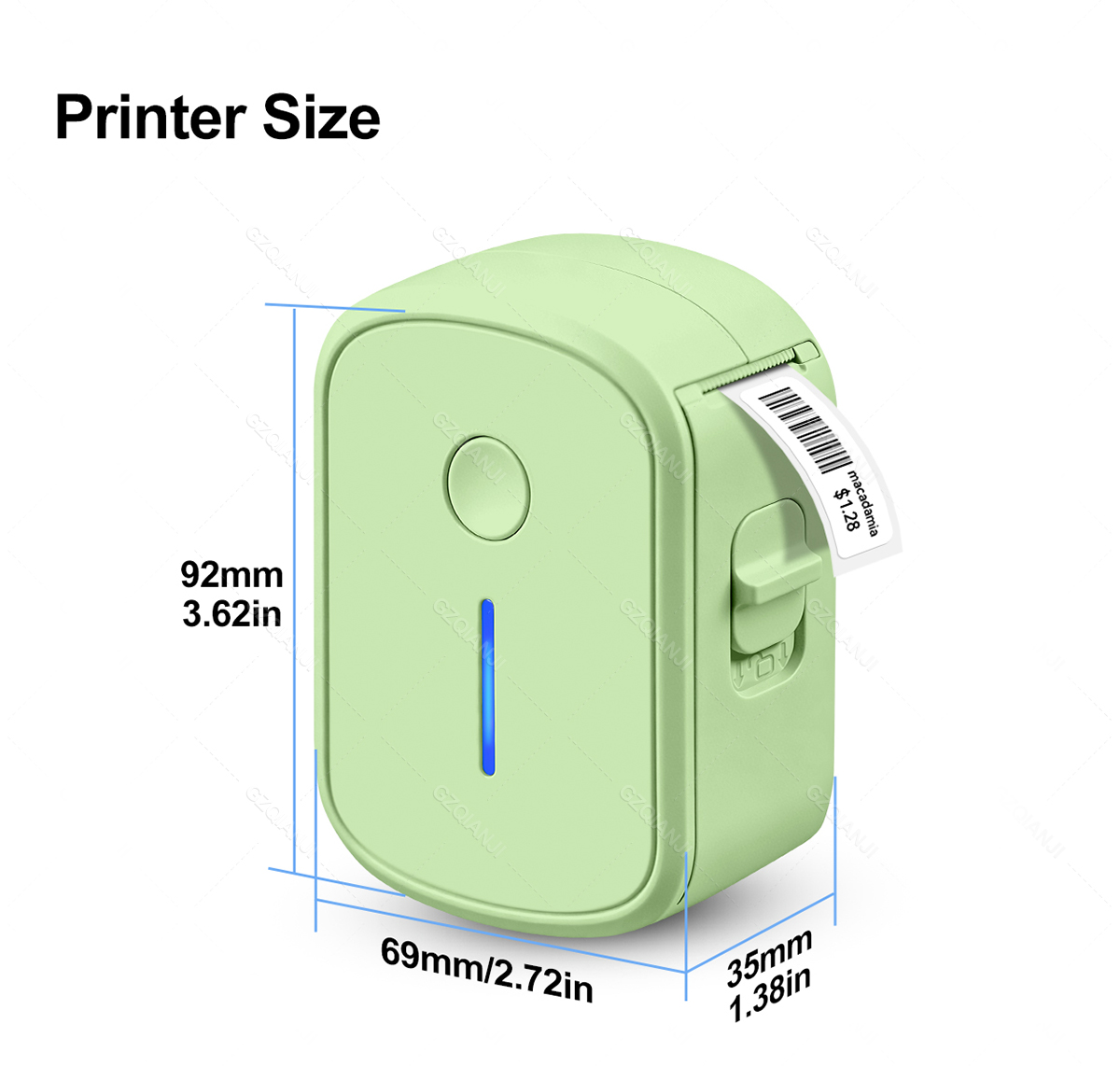 Mini Portable ink-free Bluetooth 15mm Thermal Label Printer with ...
