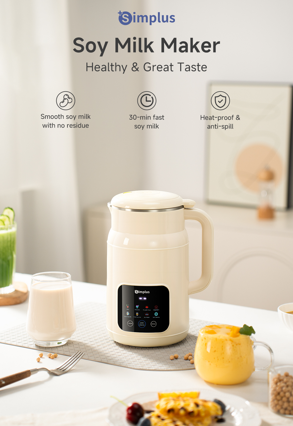 Simplus 1000mL Soy Milk Maker Food Processor Fruit & Vegetable Juice ...