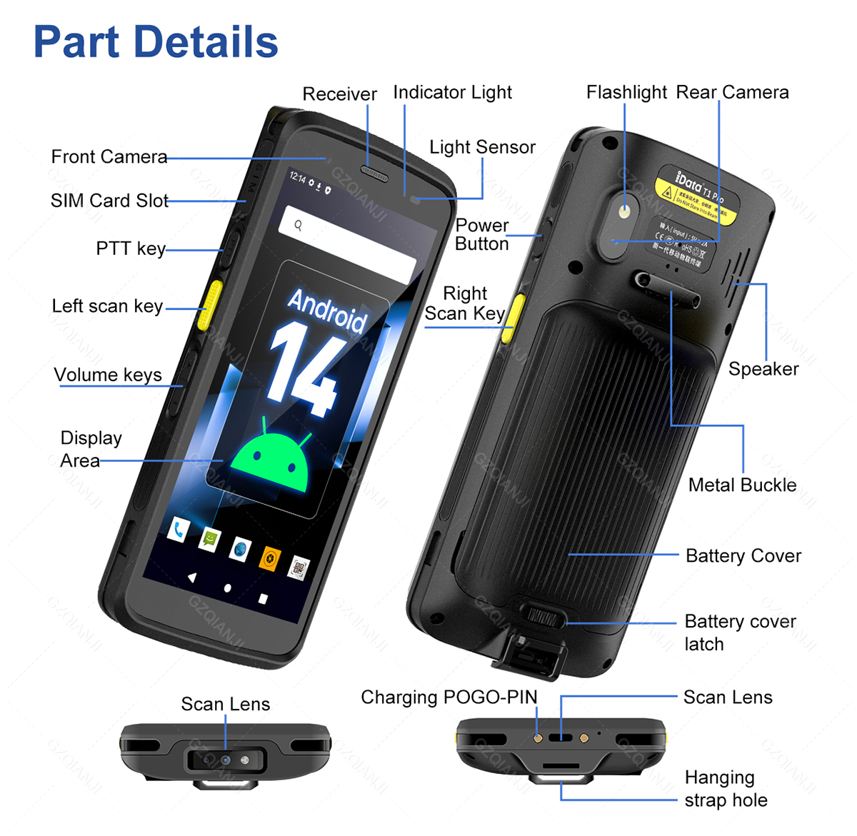 iData T1 Pro PDA Terminal Scanner 4+64GB Handheld PDA Trackand Manage ...