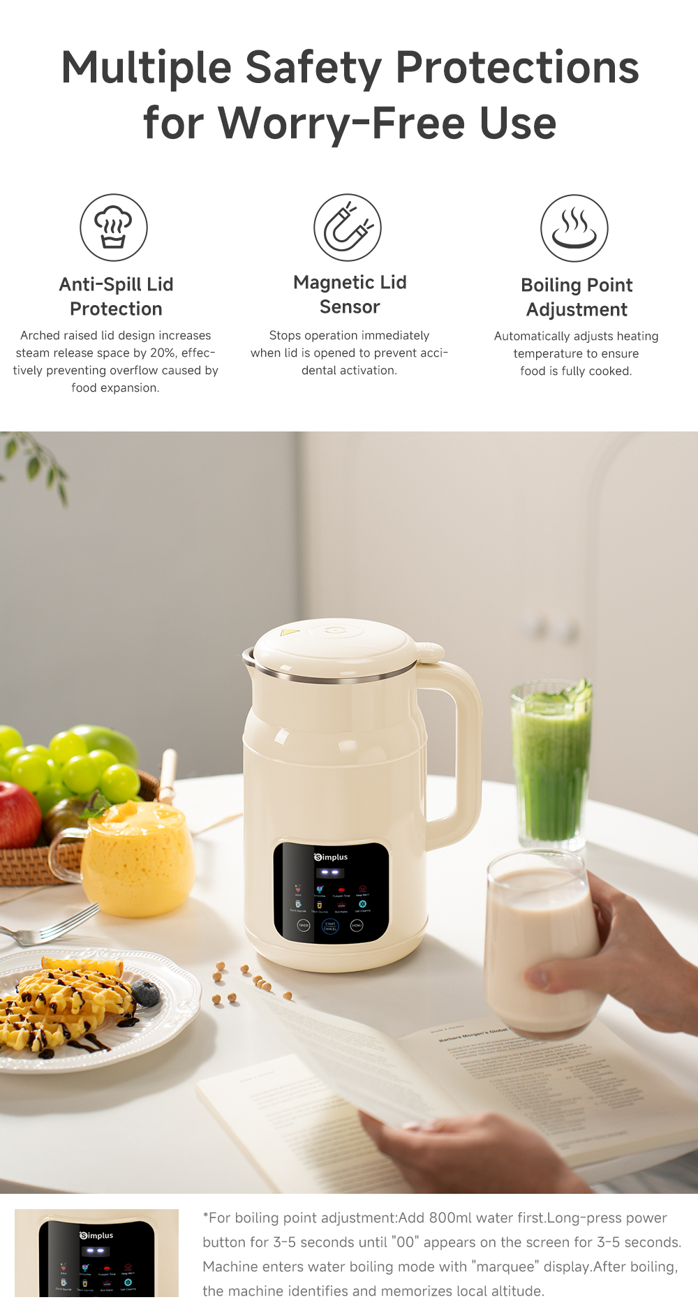 Simplus 1000mL Soy Milk Maker Food Processor Fruit & Vegetable Juice ...