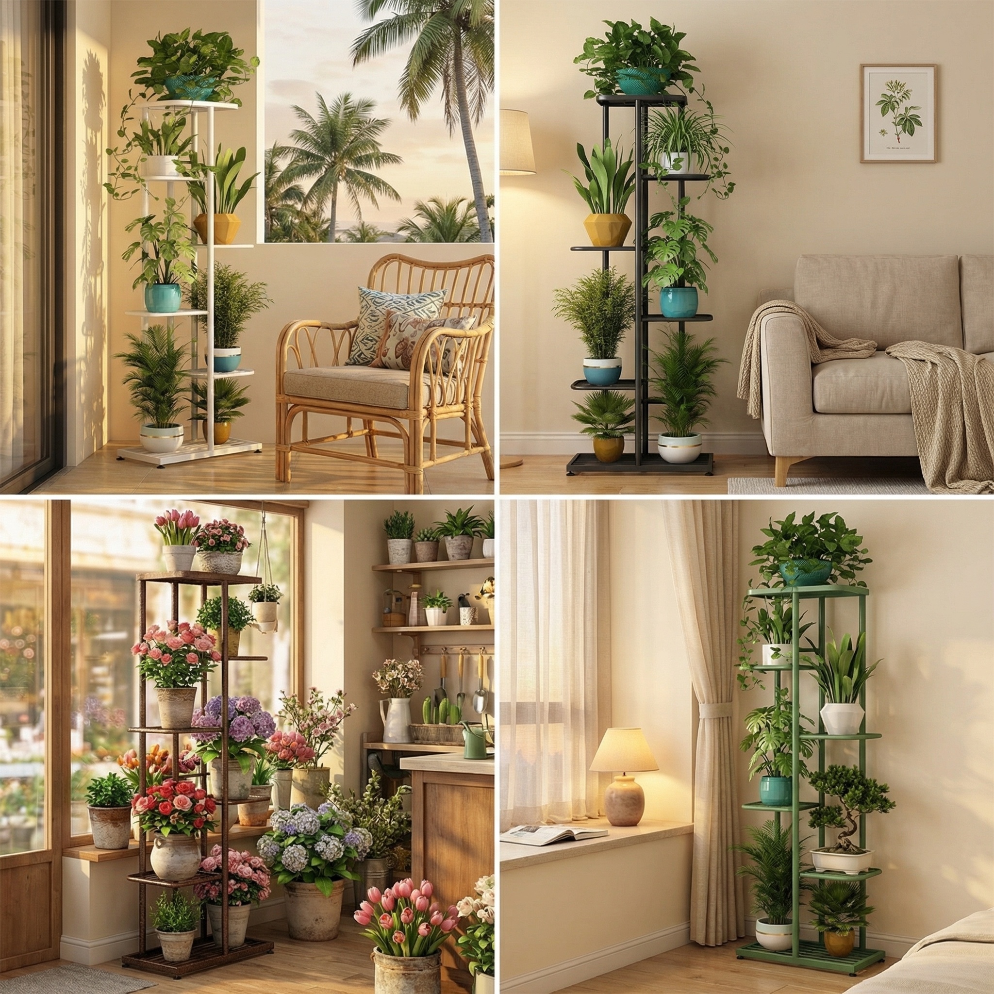 Metal 4/5/6/7 Layer Flower Rack, Living Room Balcony Floor Standing ...